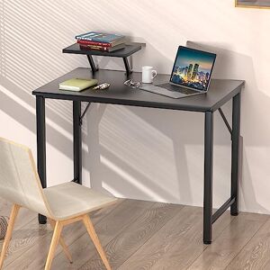 Rcynview Bureau Informatique, Table Bureau avec Support Ecran PC Amovible, Bureau D'ordinateur Etanche, Noir Bureau Gaming Stable, Adapté au Bureaux, au Salon, à la Maison, 80x40x74cm - Publicité