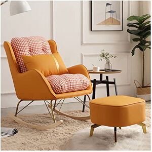 ATHUAH Fauteuil à Bascule Moderne avec Oreiller Lombaire et Repose-Pieds, Fauteuil Coulissant pour Chaise rembourrée du Milieu du siècle pour Le Salon (Couleur : Orange) - Publicité