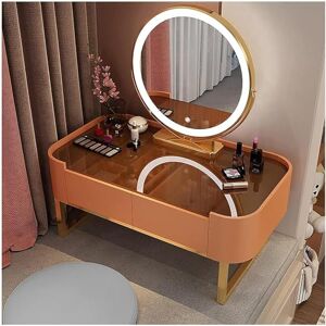 FCYNNV Coiffeuse, Bureau de Coiffeuse avec variateur d'intensité et Miroir LED, Coiffeuse avec tiroirs, Table de Maquillage pour Femmes, Baie vitrée, Table de Maquillage pour Filles (K 80 cm) - Publicité