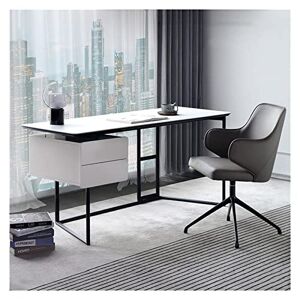 GZNXQEEK Bureaux d'ordinateur Bureau d'écriture de style minimaliste moderne Bureau d'ordinateur portable en marbre de luxe avec 2 tiroirs Mobilier de bureau à domicile avec cadre en métal stable Bureaux - Publicité