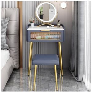 GaRcan Coiffeuse 50/60 cm avec Miroir à écran Tactile et tiroir, 3 Modes d'éclairage, Bureau et Tabouret rembourré pour Chambre à Coucher (Couleur : Gris 2, Taille : 50 x 40 x 78 cm) (ble - Publicité