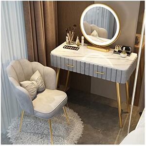 UsmAsk Coiffeuse de Maquillage Moderne, Ensemble de Bureau, Commode de Chambre à Coucher, comptoir en marbre Simple, Table de Maquillage, Miroir de Maquillage, Tabouret, Ensemble de Table de Maquillage, Van - Publicité