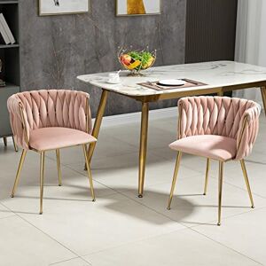 Sweiko 2X Chaise de Salle à Manger Chaise,Moderne Chaise Coiffeuse,Chaise Longue Velours Accent avec Pieds en métal de Fer Chaise Bureau,Chaise Bureau Ergonomique (Pink) - Publicité