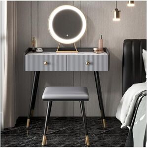 Coiffeuse avec miroir lumineux à LED – Bureau de maquillage moderne avec tabouret pour petite chambre à coucher – 80 cm - Publicité