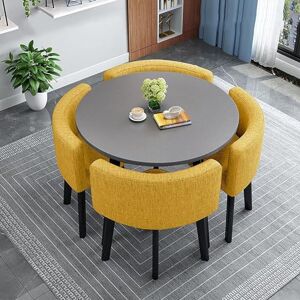 Table de cuisine ronde moderne avec 4 chaises en tissu Table à manger économiseur d'espace pour le bureau à domicile Ensemble de meubles d'économie de réception (couleur : A36, taille : 90 x 90 x - Publicité