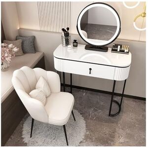 Coiffeuse，Ensemble de Table de Maquillage, Coiffeuse avec Miroir à écran Tactile, tiroirs et Tabouret rembourré pour Femmes et Filles (Couleur : Blanc 1, Taille : Chaise_80 cm) - Publicité