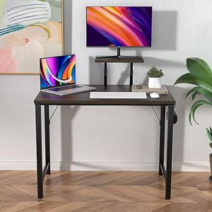 Wohenster Bureau Gaming Bureaux Informatique avec Support d'écran Amovible+1crochet, PC Table Bureau Facile à monter avec Cadre en Métal, Bureau d'ordinateur pour Étudier Jouer Travailler,80x40cm Noir - Publicité