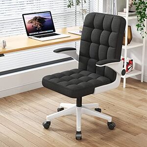 Chaise de bureau ergonomique avec roulettes – Chaise de bureau pivotante moderne réglable en hauteur avec accoudoirs rabattables – Idéale pour salon, chambre à coucher, salle de maquillage - Publicité