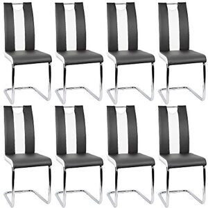 MUPAI Lot de 8 Chaise de Salle à Manger Chaises de Maison en Forme d'arc à Dossier Unique pour Cuisine/Salle à Manger/Jardin (Noir-Blanc, 8) - Publicité