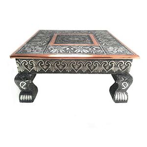 eRadius Bajot Bajhat Hindou Pooja Table basse en cuivre oxydé 30,5 x 30,5 cm - Publicité