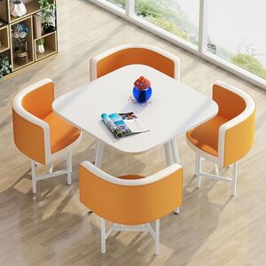 Ensemble de table et chaises rondes simples de 5 à 80 cm/90 cm et 4 chaises pour café, bureau, chambre, salon de thé, table de réception et chaises pour espace de loisirs - Publicité