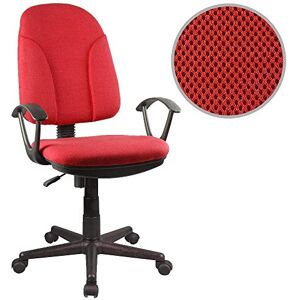 BAKAJI Fauteuil de bureau présidentiel en tissu respirant et structure en polypropylène, rotation 360 degrés, hauteur réglable (rouge) - Publicité