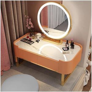 FCYNNV Coiffeuse, Bureau de Coiffeuse avec variateur d'intensité et Miroir LED, Coiffeuse avec tiroirs, Table de Maquillage pour Femmes, Baie vitrée, Table de Maquillage pour Filles (G 80 cm) - Publicité