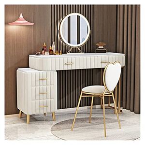 FUHAI-666 Coiffeuse Table de Coiffeuse de Luxe Moderne Chambre à Coucher Meubles Fer Commodes Salon avec Table de Maquillage et Combinaison de Chaise Table de Maquillage (Color : White, Size : 100x40x75cm) - Publicité