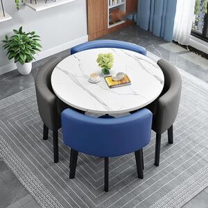 Table de cuisine ronde moderne avec 4 chaises en tissu Table à manger économiseur d'espace pour la maison et le bureau Ensemble de meubles de réception (couleur : #12, taille : 90 x 90 x 75 cm) - Publicité