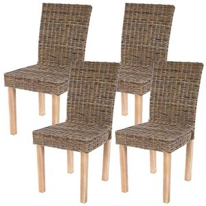 Mendler Lot de 4 chaises de séjour Littau Chaise en Osier, rotin kubu - Publicité