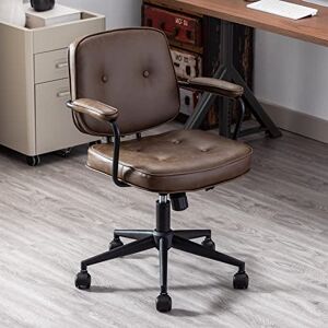 WAHSON OFFICE CHAIRS Wahson Chaise de Bureau à roulettes en Cuir PU Fauteuil de Bureau Erconomique Réglable en Hauteur Chaise Bureau Cuir,Marron - Publicité