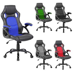 Rebecca Mobili Mobili Rebecca® Fauteuil Gamer Siège de Direction Nylon Simili-Cuir Noir Bleu à roulettes Réglable en Hauteur (Cod. RE6209) - Publicité