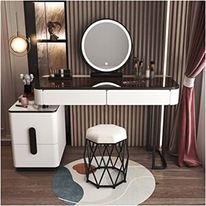 TEESONG Coiffeuses de Chambre Coiffeuse en verre maquillage moderne Simple avancé bois coiffeuse chambre rangement coiffeuse miroir intelligent maquillage tabouret ensemble Coiffeuse de Vanité de Maquillage ( - Publicité