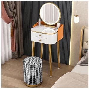 GaRcan Petit Ensemble de Coiffeuse Moderne avec Miroir pivotant à 360° et Tabouret Rond, 3 Modes d'éclairage, pour Petit Espace (Couleur : Blanc, Taille : 60 x 40 x 121 cm) (Orange 50 x 4 - Publicité