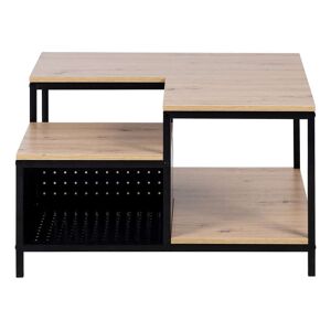 Conforama Table basse carrée RICHIE 2 coloris noir/ chêne