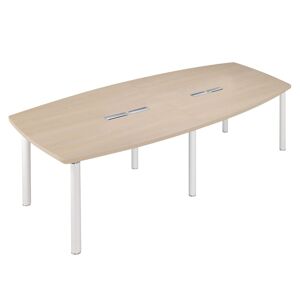 Clen Table modulaire plateau chêne 10 personnes L 280 x P 140 cm - Frégate - piétement blanc Bleu marine