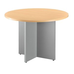 Table ronde 100 cm plateau blanc pieds croix aluminium Essens Jaune