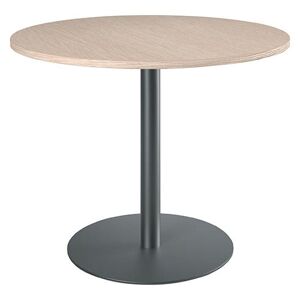 Table ronde 100 cm plateau chêne clair piètement colonne anthracite Essens