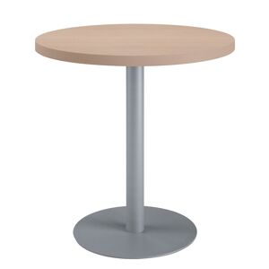 Table de réunion ronde chêne clair Ø 80 cm - piétement aluminium - Arch Blanc
