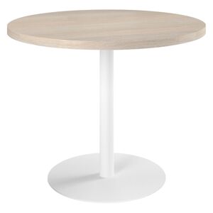 Table de réunion ronde chêne gris Ø 100 cm - piétement blanc - Arch Blanc