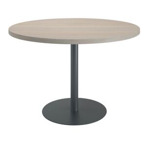 Table de réunion ronde chêne gris Ø 120 cm - piétement anthracite - Arch Blanc