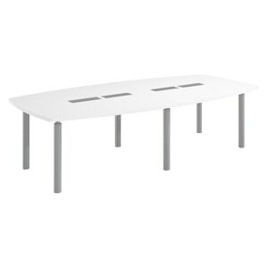 Table tonneau plateau blanc 10 personnes L 280 x P 140 cm - Frégate - piétement aluminium Anthracite