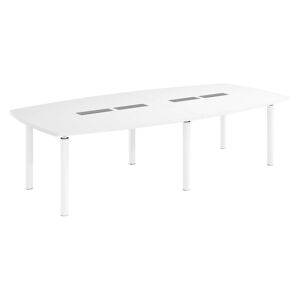 Table tonneau plateau blanc 10 personnes L 280 x P 140 cm - Frégate - piétement blanc