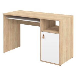 Tema home Bureau droit chêne clair L 115 x P 50 cm, piétement plein bois avec caisson - Oxford - blanc