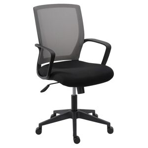 Chaise de bureau Reece tissu et maille - noir/gris - dossier bas accoudoirs - mécanisme Basculant centré - pieds noir M