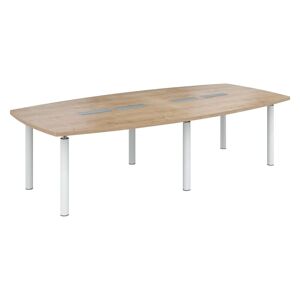 Table modulable Frégate 10 personnes chêne naturel piétement blanc