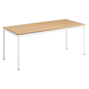 Table multi-usages chêne clair L 180 x P 80 cm - Éco - piétement blanc
