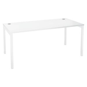 Bureau droit plateau blanc L 160 x P 80 cm, piétement métal couleur blanc - Practica 41