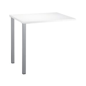 Retour bureau suspendu plateau blanc L 80 x P 60 cm, piétement métal couleur aluminium - Practica 43