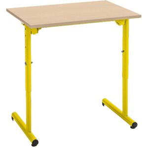 Table individuelle réglable en hauteur - jaune - Lot de 2 Aluminium