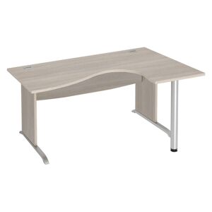 Bureau compact chêne gris L 160 cm retour à droite piètement L Essens