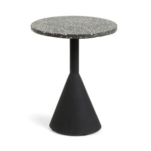Kave home Table d'appoint Delano en Terrazzo Ø 40 cm noire