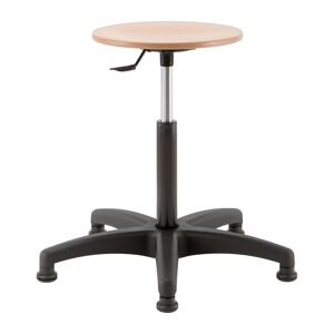 Tabouret Indus bois réglable en hauteur, patins fixes