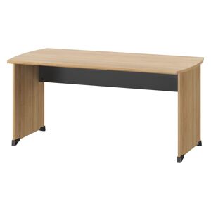 Bureau droit chêne L 160 x P 80 cm piètement plein bois - jazz Aluminium