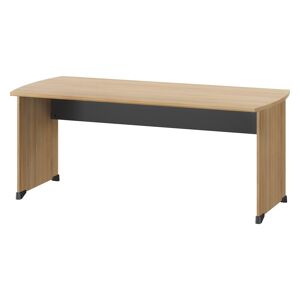 Bureau droit chêne L 180 x P 80 cm piètement plein bois - Jazz Noir