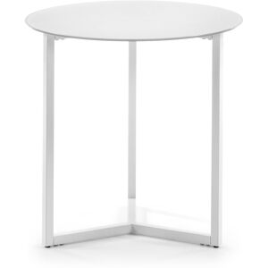 Kave home Table d'appoint Raeam en verre trempé et acier finition blanche Ø 50 cm 10