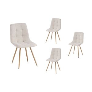 LOUNGITUDE Lot de 4 chaises LOUISA en tissu pieds bois - Beige Beige - Publicité