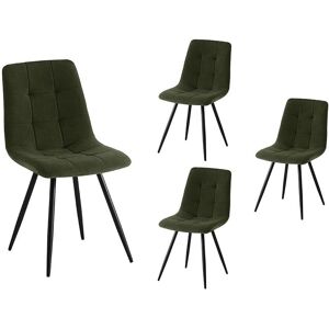 LOUNGITUDE Lot de 4 chaises LOUISA en velours pieds métal - Vert foncé Vert foncé - Publicité