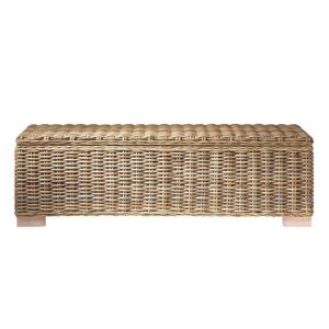 Maisons du Monde Bout de lit en mahogany massif et rotin L 130 cm Beige 130x41x46cm