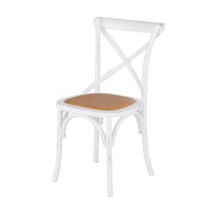 Maisons du Monde Chaise bistrot en rotin et bouleau blanc effet vieilli Blanc 49x88x56cm